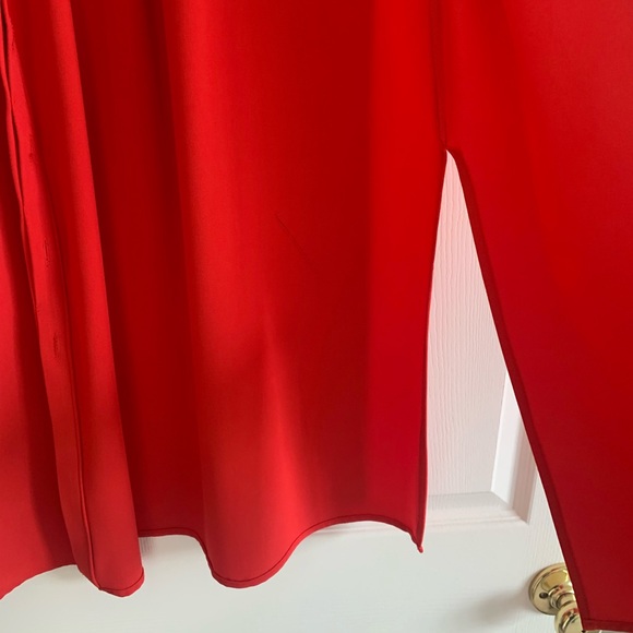 Bright Red Collared Sleeveless Button Down Duster with Split Hem Size Medium - Picture 5 of 5